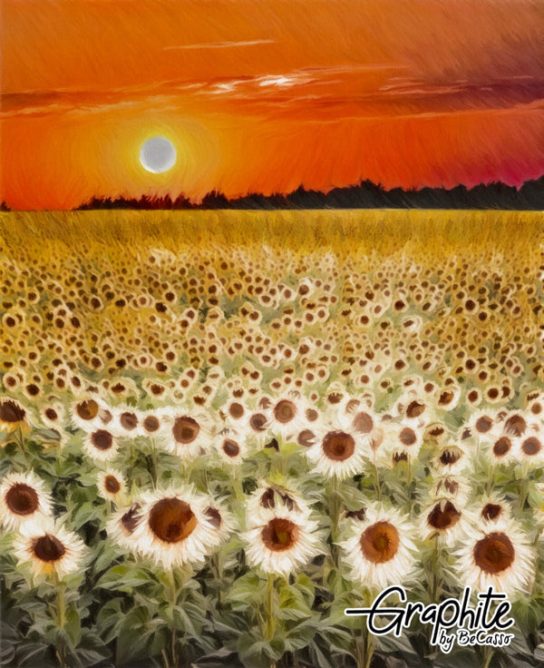 Sunflower sunset , handmade art in digital printable HQ.